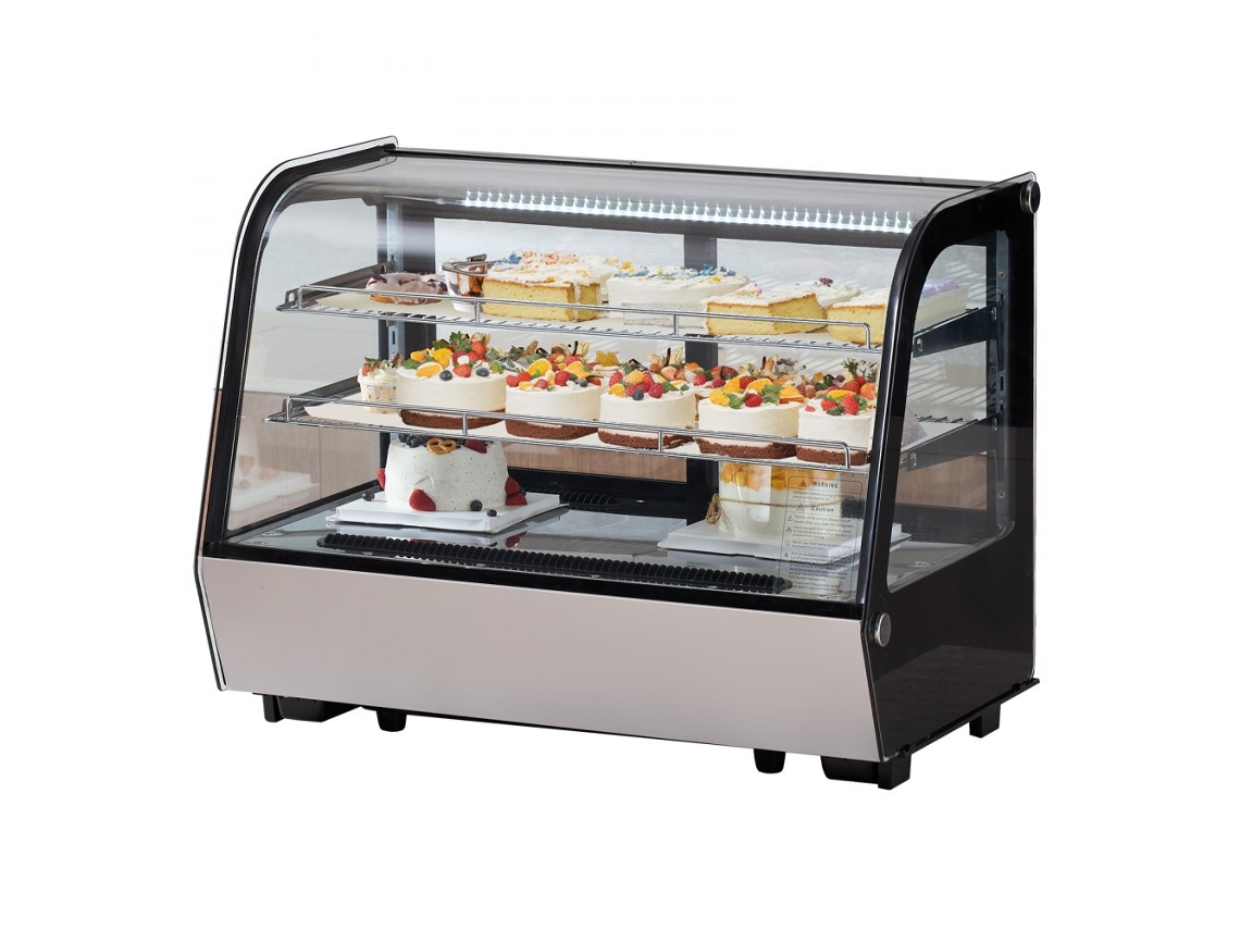 Vitrina refrigerada comercial de 146L con luz LED y 2 niveles Tekmaquinas