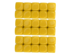 30 Dados De Plástico Blanco De 16 Mm Con 6 Caras Redondeadas Para Juegos, Fiestas, Manualidades Y Enseñanza De Matemáticas. Color Amarillo.
