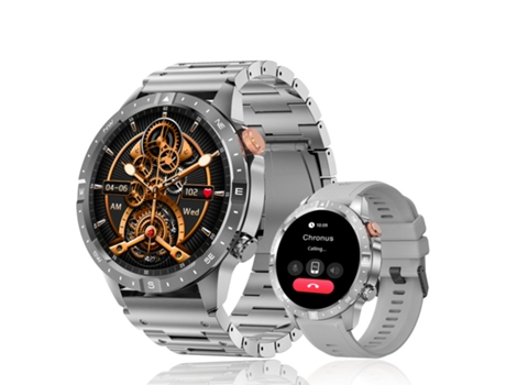 Smartwatch CHRONUS Ak57 Pantalla Grande Amoled HD 1.43 Admite Llamadas Bluetooth Plata
