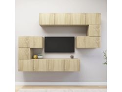 Pack Muebles de Armario Tv 8 Pzs Madera Procesada Roble Sonoma