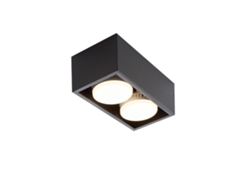 NETTLIFE 2 Focos de Techo Negros de Superficie con Luz Moderna Ajustable en Blanco Cálido 2X5W Gx53 Cuadrado Plano para Cocina Sala de Estar