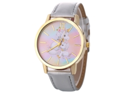 Reloj De Pulsera De Aleación Moda Dial Redondo Analógico Cuarzo Para Mujer Gris
