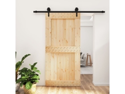 Puerta Corredera Con Herrajes Madera Maciza De Pino 100x210 Cm