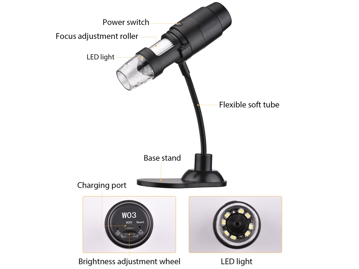 Microscopio Digital Wifi Inalámbrico 1000x Cámara 1080p Modelo W04
