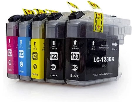 Pack 5 Cartuchos para Brother LC123 / LC121 (CMYK)