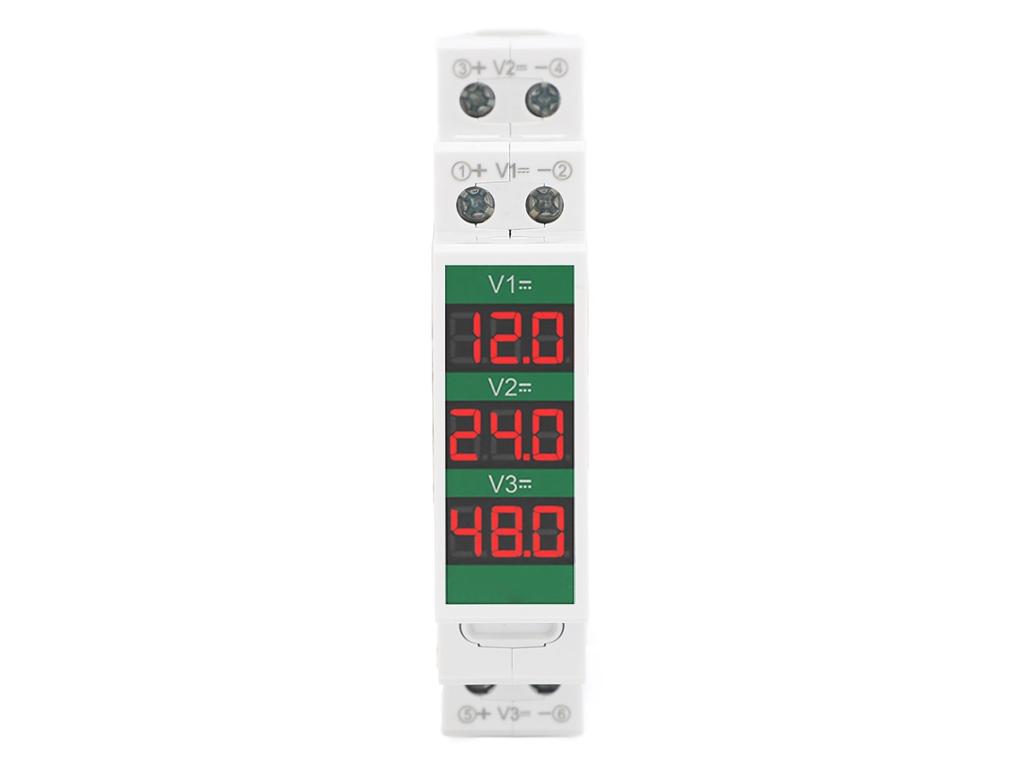 Voltímetro De Riel Din De 3 Dígitos Con Display Lcd Aislado De Triple Vía Medidor De Voltaje Modular Dc11‑310v