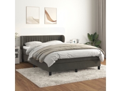 Cama Box Spring Con Colchón Terciopelo Gris Oscuro 140x200 Cm