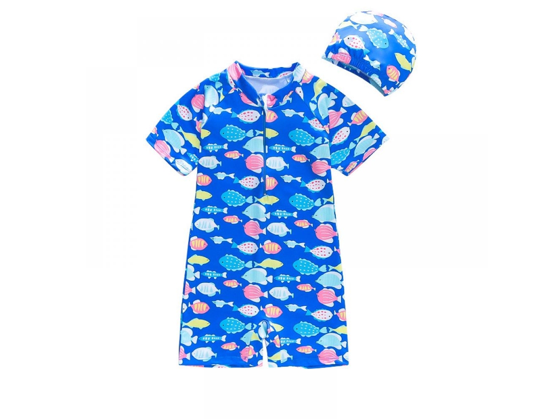 JILLIOPER Traje de baño de una pieza para bebés y niños pequeños con secado rápido, ligero y con protección solar, protector solar de tela suave con cremallera 