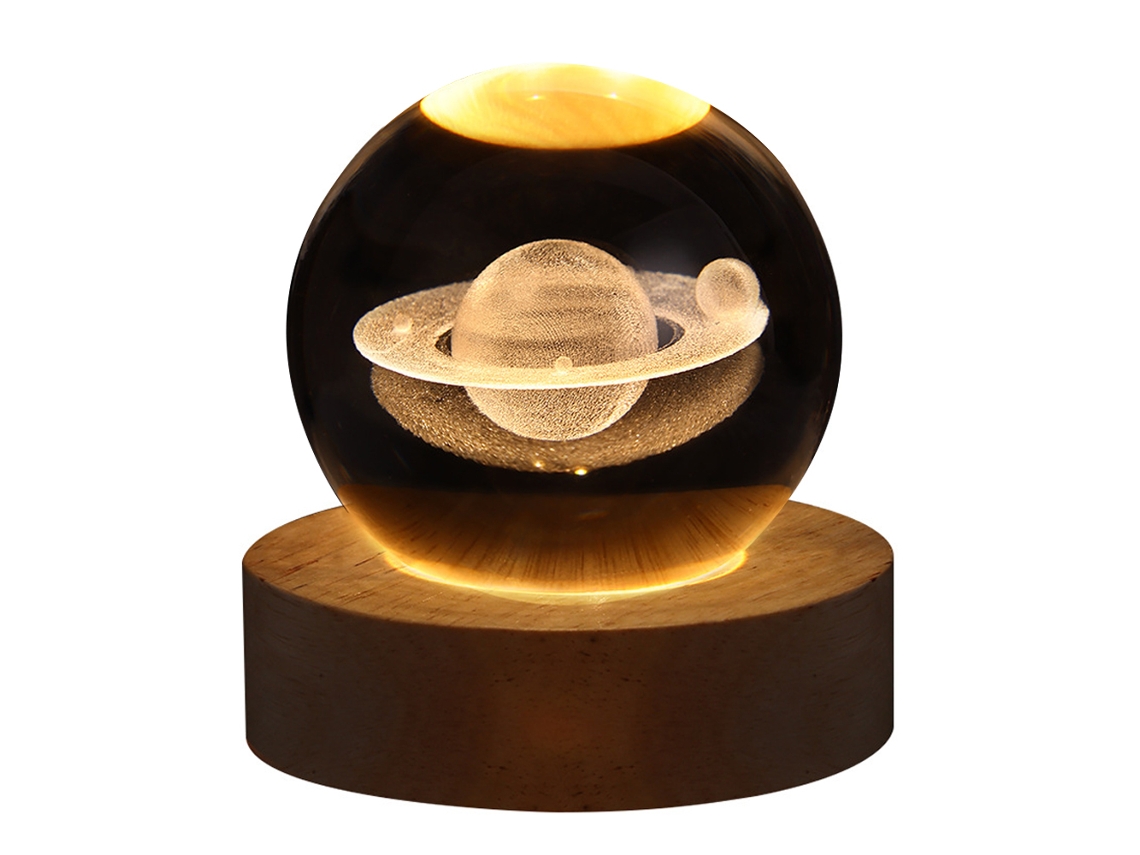 Luz Nocturna De Cristal Luminoso - Saturno (6Cm) JEIIBRZUI