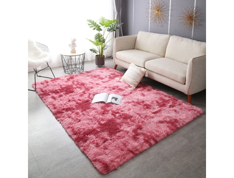 Alfombra LUUCOZK Suaves Esponjosas Peludas Dormitorio Rojo Tabaco Poliéster Marrón (140x200cm)