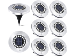 16 Led Luz Solar Exterior, 8 Peças Spot Solar Jardim Embutir Ip65, P/ Passarela, Branco Frio.