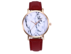 Reloj De Cuarzo Para Parejas Con Esfera De Mármol Y Correa De Pu Ultrafina (rojo)