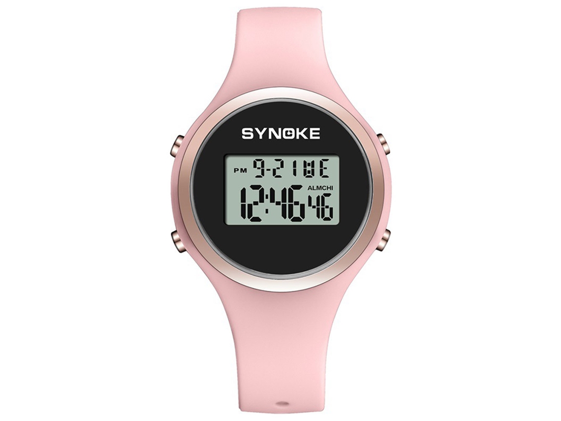Reloj Deportivo Digital Infantil Synoke 9108 Rosa, Resistente Al Agua, Con Luz Y Correa De Pu.