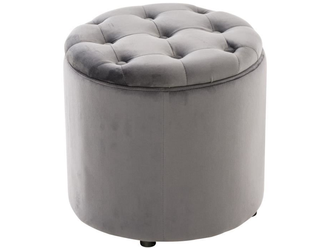 Reposapiés de terciopelo gris con espacio de almacenamiento Clp Pantin Diseño contemporáneo Adulto
