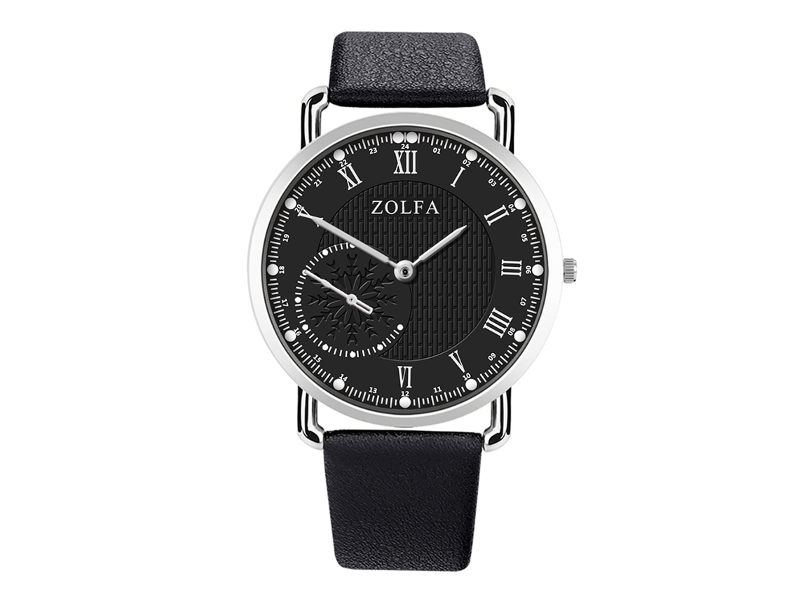Reloj De Pulsera Hombre Moda Simple Correa Cuero Pu Analógico De Quartzo Negro