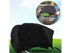 Cortina Para Coche Con Protección Uv, Juego De 2, Tejido De Poliéster, Longitud Ajustable, Color Negro*