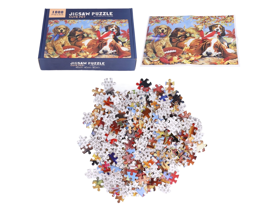 Yncm-rompecabezas De Perro Con 1000 Piezas Puzzle Familiar Cute Cartoon Juguete Educativo Para Niños Y Adultos