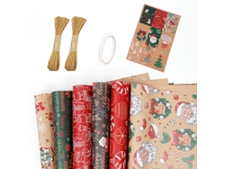 Papel de regalo navideño Eifson (6 hojas), ideal para Navidad y fiestas de invierno, 70 x 50 cm (09)