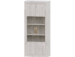 Vitrina MUEBLAM Niza (Blanco Artic y Dorado - Melamina - 80x190x42 cm)