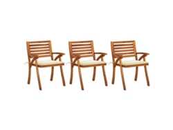 Sillas de comedor de jardín de 3 piezas DKD Home Decor con cojines, acacia maciza