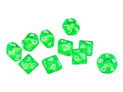 Juegos de dados de plástico D10 para juegos de rol Green Greenslowmoose