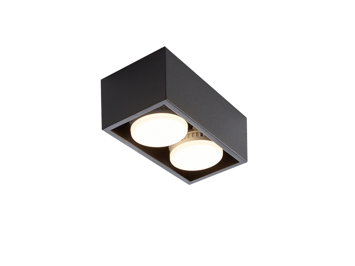 NETTLIFE 2 Focos de Techo Negros de Superficie con Luz Moderna Ajustable en Blanco Cálido 2X5W Gx53 Cuadrado Plano para Cocina Sala de Estar