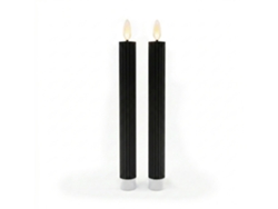 Velas Led Relaxdays, Set De 2, Hxd: 25 X 2 Cm, Llama Parpadeante, Cera Real, Ranuras, Velas Sin Llama, Negras