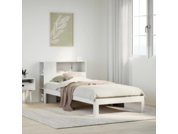Cama Con Estantería Sin Colchón Madera Maciza Blanca 75x190 Cm