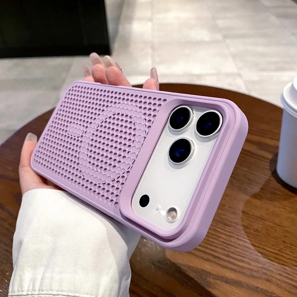 (morado, Iphone 12 Pro) Funda Para Teléfono Con Diseño De Malla Perforada Para Disipación De Calor, Compatible Con Magsafe.