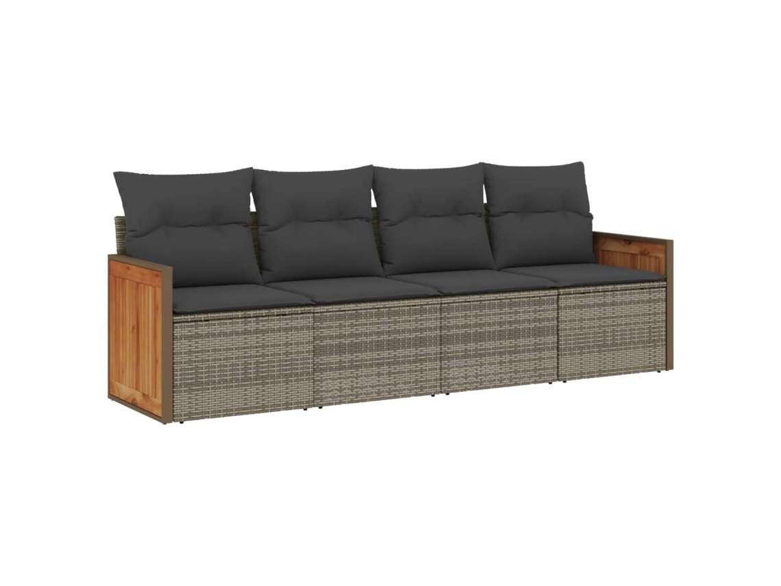 Maison Exclusive - Set De Sofás De Jardín 4 Pzas Y Cojines Ratán Sintético Gris