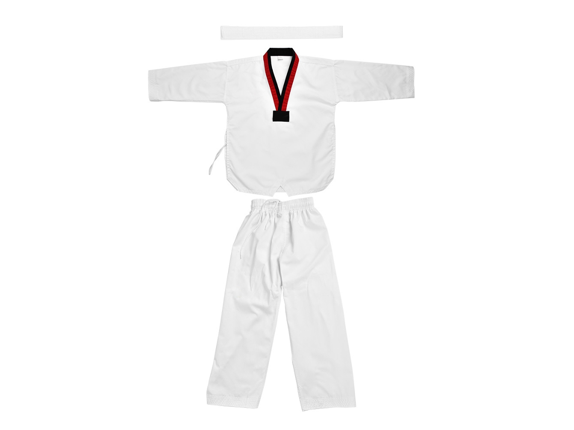 Uniforme de taekwondo para niños Yinsheng, algodón, manga larga, cuello rojo y negro, 120 autorizado