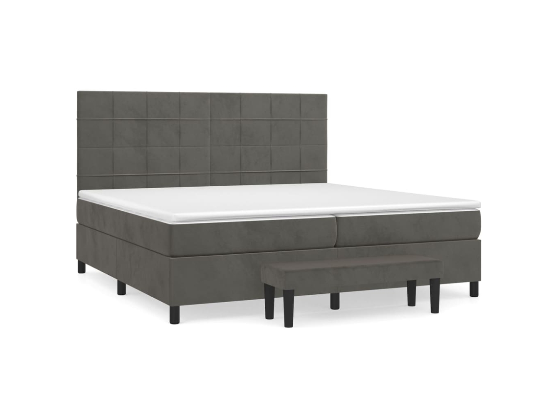 Maison Exclusive - Cama Box Spring Con Colchón Terciopelo Gris Oscuro 200x200 Cm