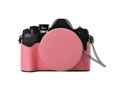 Estuche de cuero semienvuelto con tapa de lente para cámara Olympus OM DE M10 Mark IV