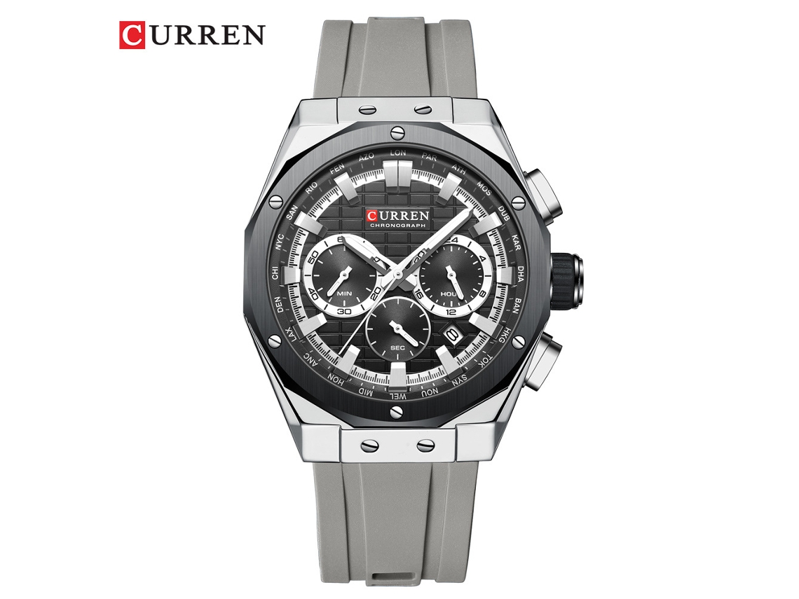 Reloj Unisex Multifuncional De Esfera Grande (gris), Resistente Al Agua, Con Calendario, Ideal Para Parejas, Con Correa De Caucho.
