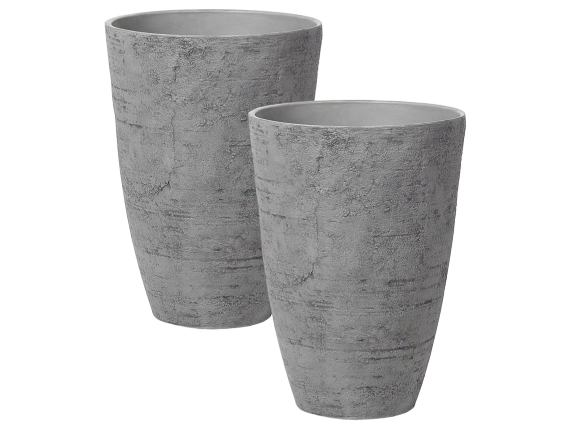 Conjunto de 2 macetas BELIANI Camia de Mezcla de piedra Gris 43x43x60