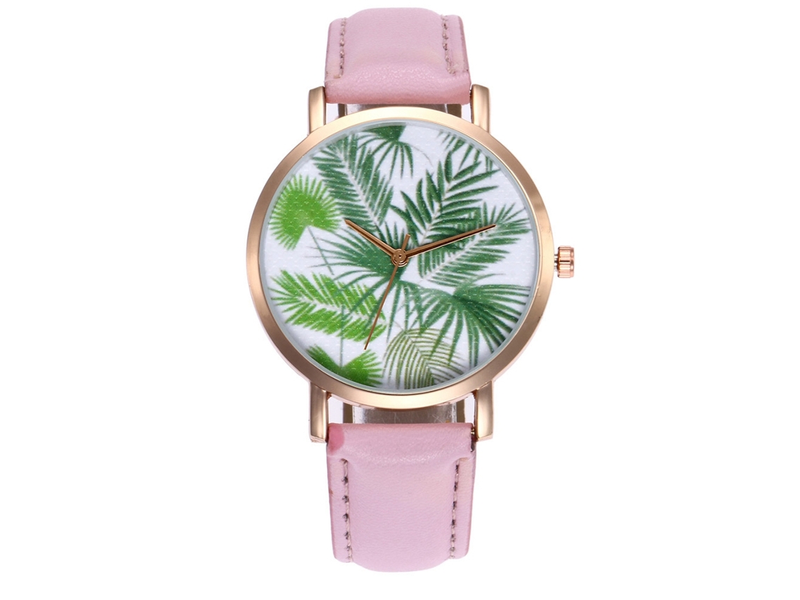 Reloj De Cuarzo Para Mujer Con Correa De Aleación Y Diseño De Hojas Con Pedrería P986 (oro Rosa Y Blanco)