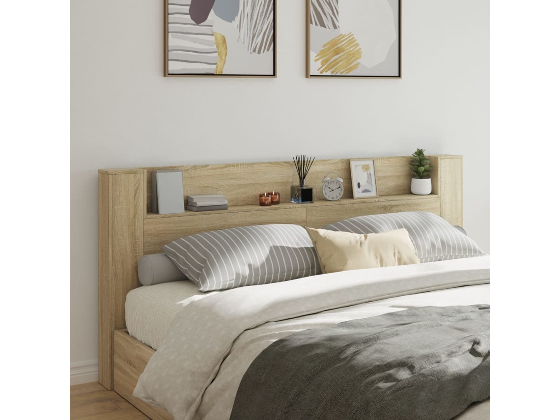 Cabecero De Cama Con Led Roble Sonoma 220x16,5x103,5 Cm