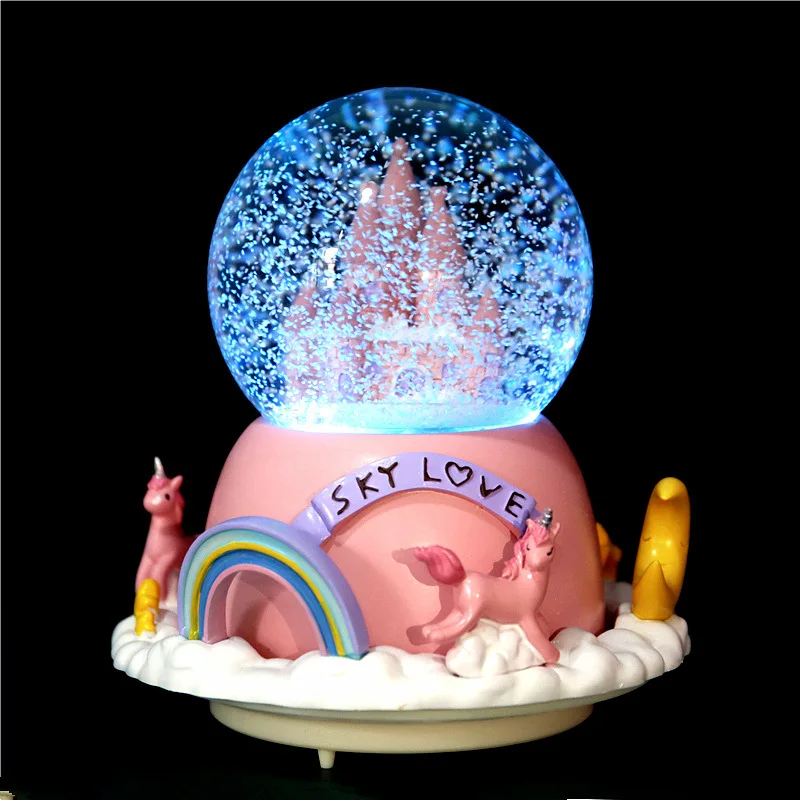 (estilo 4) Bola De Cristal De Castillo, Copo De Nieve, Luz Flotante, Altavoz, Decoración Para Habitación De Niña