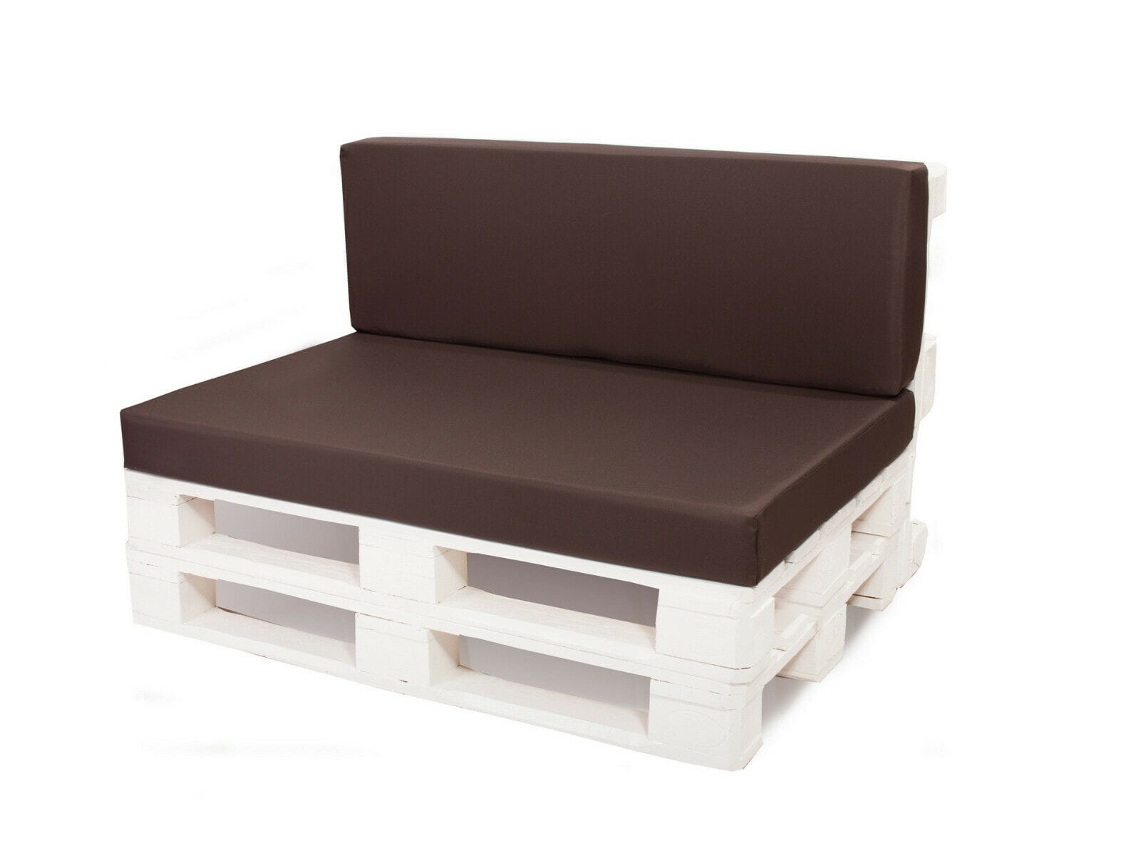 Juego de cojines para palets, Juego de cojines para jardín 120 x 80 Asiento y Respaldo 120 x 50 cm Marrón- Cojín para palets interior- exterior