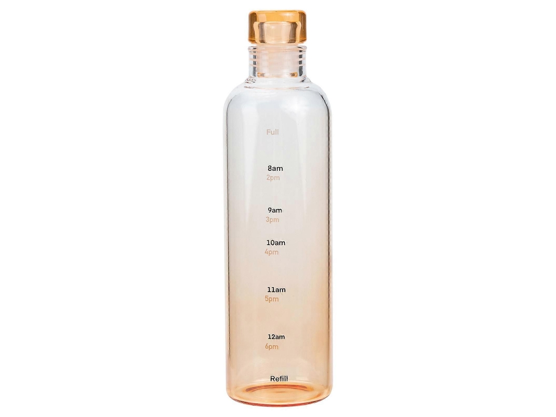 Botella de agua de vidrio para uso en exteriores, 1 botella deportiva portátil con escala de medición.