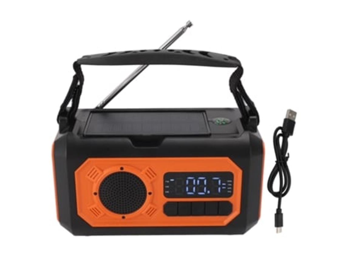 Radio de emergencia de 12000 mAh con manivela, paneles solares, linterna, luz de lectura, brújula y cargador de teléfono. Radio portátil Panoona.