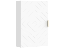 Armário Casa De Banho De Parede Moderno Com 1 Puxador De Aço E Prateleiras Ajustáveis 40x15x60 Cm Branco