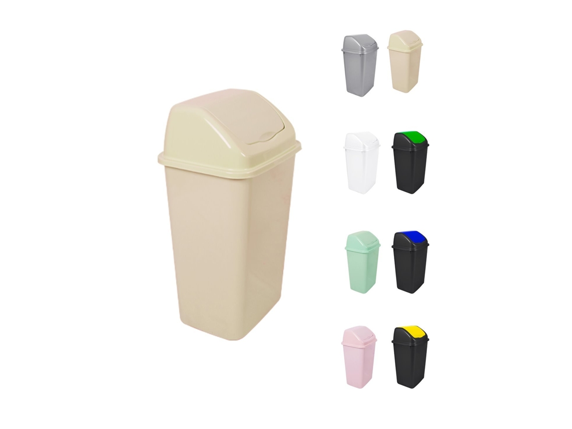 Cubo de basura con tapa giratoria de 30/50 litros ideal para el hogar y la oficina beige 30 L Jardim202