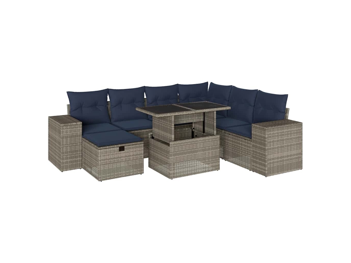 Maison Exclusive - Conjunto De Sofá De Jardín De 8 Piezas Con Cojines, Poliratán Gris