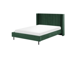 Cama con somier BELIANI Villette de Terciopelo Verde 165x222x115
