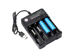 Cargador de batería USB 18650 de 110 V a 220 V con 4 ranuras para baterías de litio recargables de 3,7 V (10440, 14500, 16340, 16650, 14650, 18350 y 1850)