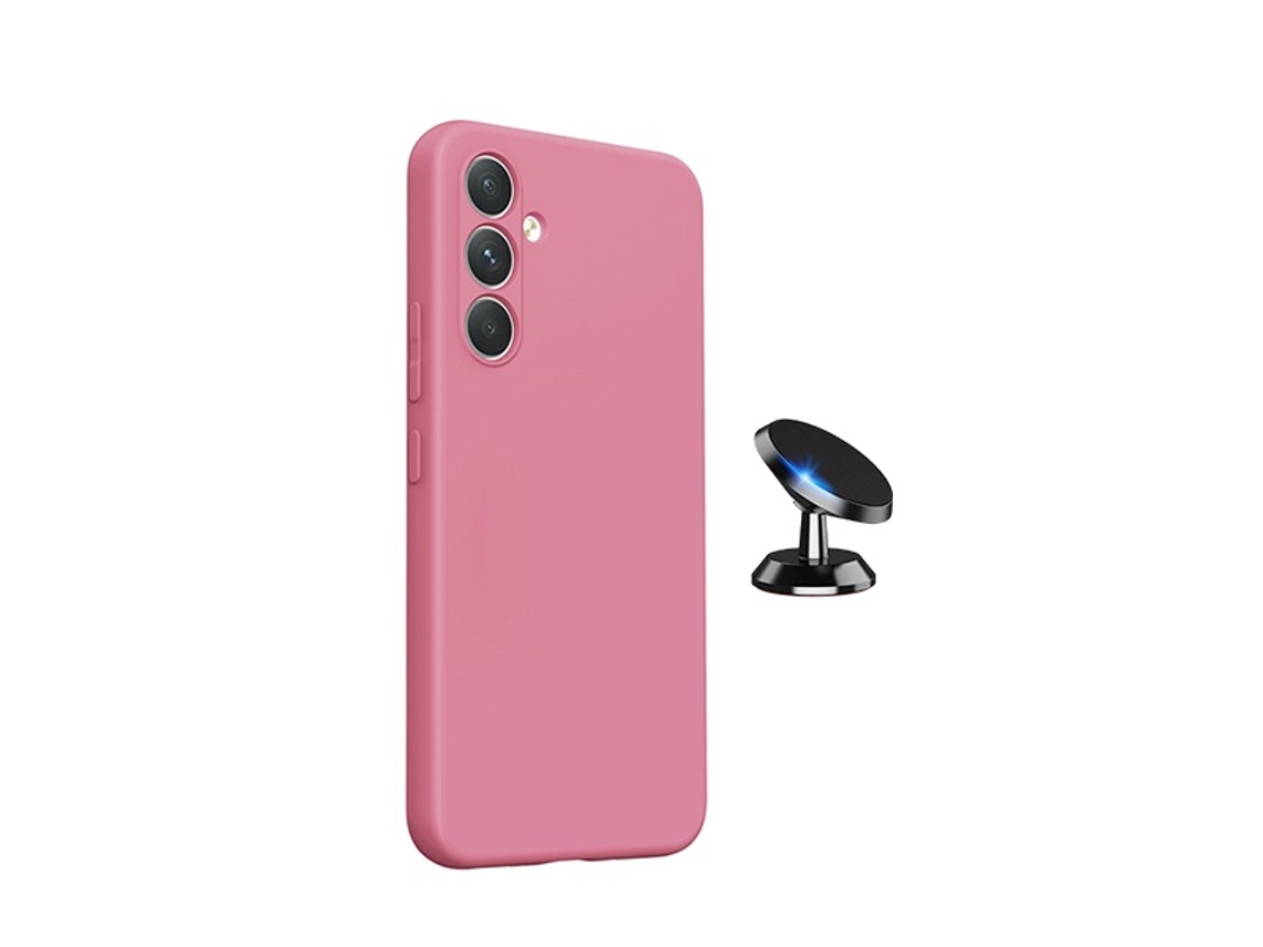 Kit Soporte Magnético Para Coche Funda De Silicona Líquida Phonecare Para Samsung Galaxy A27 5g - Rosa