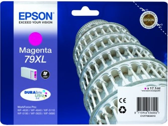 Cartucho de tinta original EPSON 79XL, Torre de Pisa 17,1 ml , Magenta, Alta, XL, C13T79034010, T7903