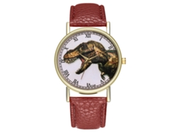 Reloj De Cuarzo Elegante Y Casual Unisex Con Diseño De Dinosaurio Color Marrón