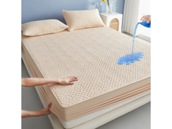 Protector De Colchón Impermeable Con Textura De Jazmín Y Correas Elásticas (caqui/160x200cm) Gertiz